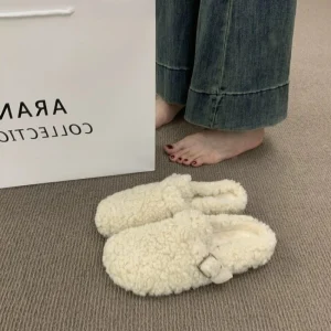 Zoccoli Boston in pelliccia per donna Moda invernale Sottopiede in sughero Calde pantofole in peluche Scarpe con supporto per l'arco plantare Muli in pelle scamosciata pelosa per la casa accoglienti 1