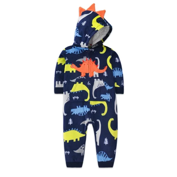 Pagliaccetto per neonato 2024 Primavera Autunno Caldo Babi Ragazzo Ragazza Vestiti Coral Fleece Con cappuccio Babe Girl Animale Tuta 5