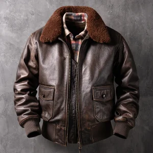 Giacca in vera pelle con collo in pelliccia da uomo 2025 nuove cappotti casual in pelle bovina 1