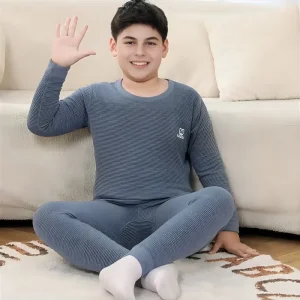 Autunno inverno adolescenti grandi bambini biancheria intima termica Set Plus-Size grande accogliente ragazzi ragazze pigiama Oversize abbigliamento caldo mutandoni 1