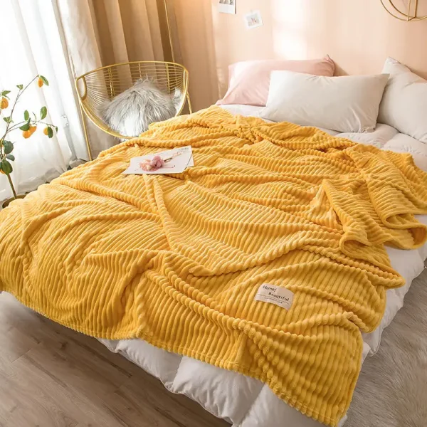 Coperte per letti Tinta unita giallo Morbida calda 300GSM Coperta in flanella quadrata scozzese sulla coperta da tiro con spessore del letto 1