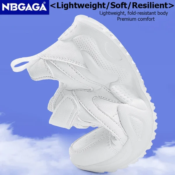 Scarpe casual in pelle bianca per bambini per ragazze del ragazzo Scarpe da ginnastica da corsa all'aperto Mesh traspirante Bambini Scuola Walking Sport antiscivolo 5