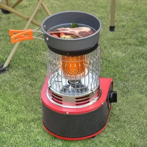 Fornello da campeggio portatile Bruciatore per riscaldatore a gas invernale per esterni Maniglia per bruciatore per forno con riscaldamento a fiamma regolabile per cucina di sopravvivenza calda 1