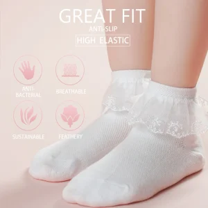 Neonate bambini calzini pizzo volant principessa maglia bambini caviglia corto cotone traspirante bianco bambino bambino calzino da ballo 2024 nuovo 1