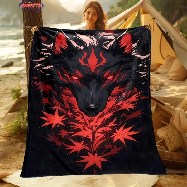 Comoda e morbida coperta da lupo, aggiungi bellezza a casa, tutte le stagioni, l'home office può essere utilizzata, regalo per la coperta di flanella da campeggio per pisolino 3