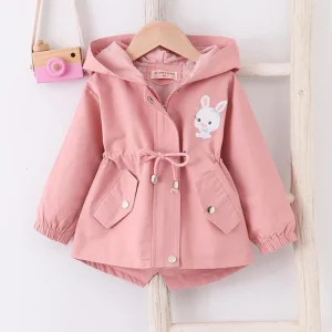 2 3 4 5 6 anni neonate giacca simpatico coniglio primavera autunno moda principessa giacca a vento cappotto con cappuccio tuta sportiva del bambino vestiti per bambini 1
