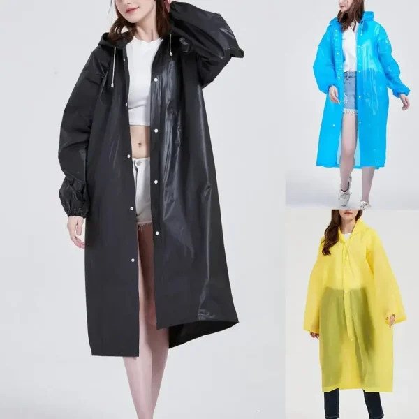 Di alta Qualità 1 pezzo 145*68 CM EVA Unisex Impermeabile Addensato Impermeabile Donne Impermeabili Uomini Nero di Campeggio Impermeabile Tuta Impermeabile 3