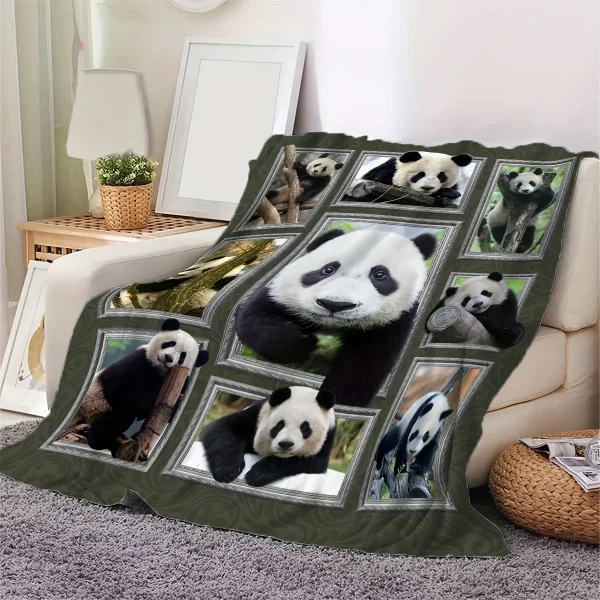Coperta in peluche modello panda Confortevole stile moderno universale quattro stagioni adatta per divano letto Coperta decorativa da viaggio 3