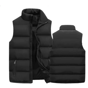 Giacca da gilet da uomo Giacche calde senza maniche Cappotto invernale con cerniera impermeabile Colletto alla coreana autunnale Gilet casual Abbigliamento di marca 1