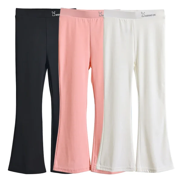 Leggings micro svasati per ragazze, abbigliamento estivo fresco per bambini, tessuto di seta ghiacciata, comodi e traspiranti, pantaloni da yoga, leggings casual per bambini 1