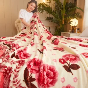 Coperta sottile per l'estate Coperta in morbida flanella di corallo per letti Plaid stampati a fiori per letto Coperta singola/Queen/King Size 1