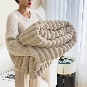 Coperta da letto calda primaverile autunnale in velluto imitazione coniglio o coperta e federa Coperte da divano morbide e calde per la coperta da tiro 1