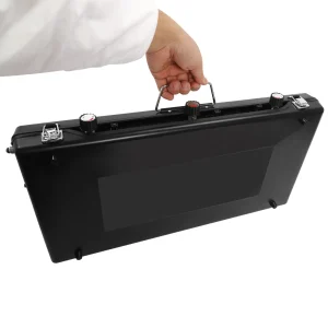 Fornello da campeggio portatile a gas potente parabrezza a 3 bruciatori separati per picnic turistico barbecue cassetta esterna leggera, nera 1