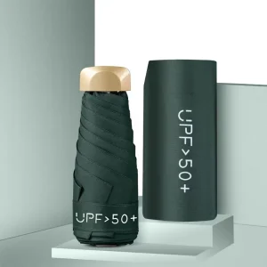 1PC 5 Pieghe Ultra Leggero Mini Ombrello Da Viaggio Compatto Protezione Solare UV Ombrello Tascabile con Manico In Gomma Ombrellone Ombrello 1