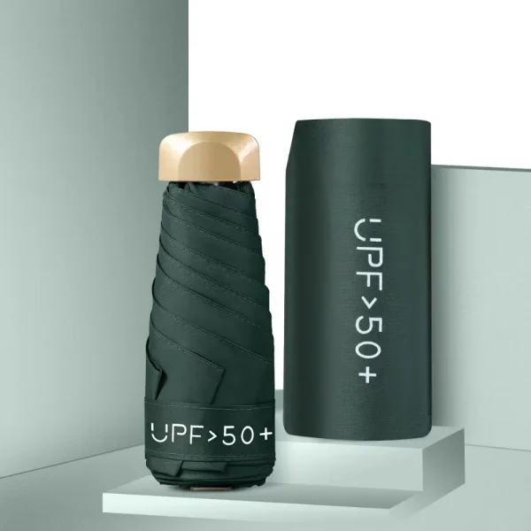 1PC 5 Pieghe Ultra Leggero Mini Ombrello Da Viaggio Compatto Protezione Solare UV Ombrello Tascabile con Manico In Gomma Ombrellone Ombrello 1