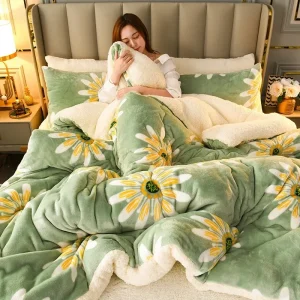 Biancheria da letto invernale Coperta trapuntata spessa Trapunta calda in pile di flanella ispessita per le notti fredde Set piumini da letto Trapunte le coperte 1