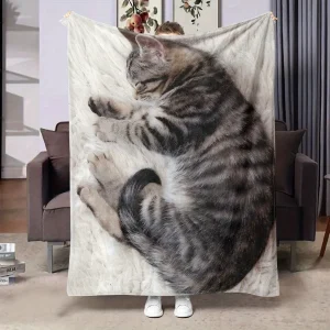 Comoda coperta in flanella con adorabile stampa di gatti - Poliestere morbido, comfort per tutte le stagioni per divano, letto o ufficio - Regalo perfetto 1