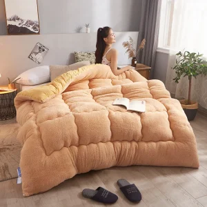200x230cm doppio piumino trapunta in velluto punto caldo inverno piumino agnello Cashmere lana trapuntatura coperta addensare trapunte letto Queen 739 teglie 1