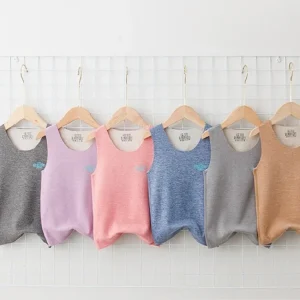 Intimo per bambini autunno inverno per ragazzi e ragazze Canotte calde Top Canotte in cotone Colore caramella Abbigliamento per bambini 3-8 anni 1