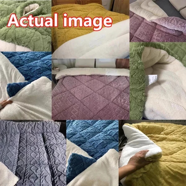 Nuove coperte invernali calde Super addensate per letti coperte ponderate in Cashmere di agnello artificiale piumino morbido e soffice 2