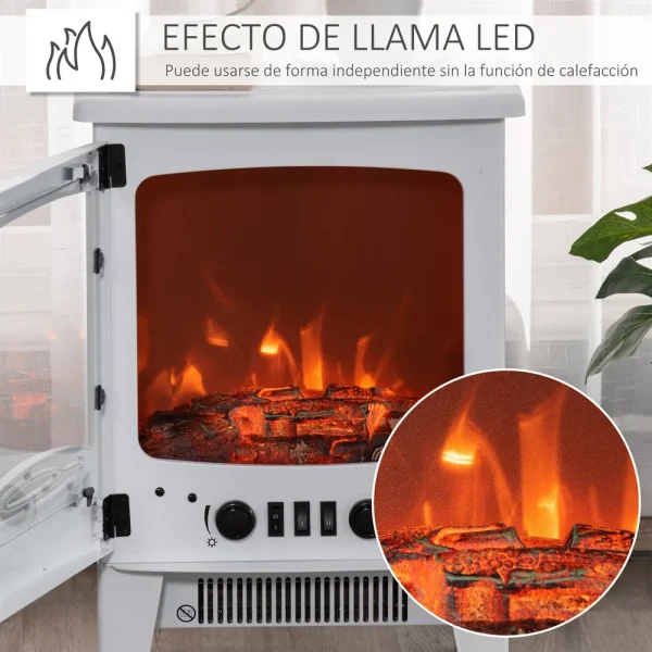 Camino elettrico HOMCOM 900/1800W fiamma simulata e termostato 39x26x54,8 cm 4
