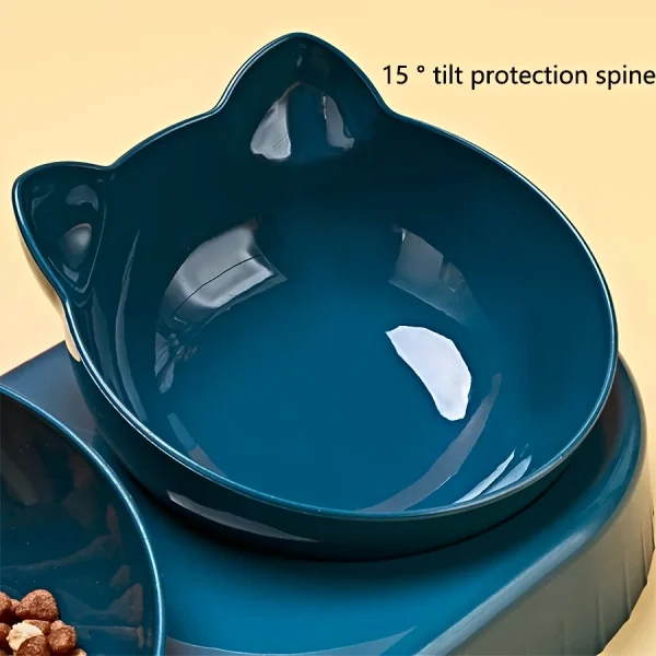 Ciotole per animali domestici con mangiatoia per l'acqua, Set di ciotole per acqua e cibo inclinate con Design dell'orecchio 3 In 1 con bottiglia d'acqua a gravità per la protezione del collo 4