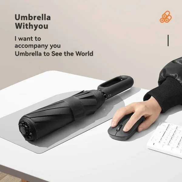 Ombrello da uomo completamente automatico con design ad anello e fibbia a 20 costole, pieghevole, extra large, resistente, doppio ombrellone da DONNA 4