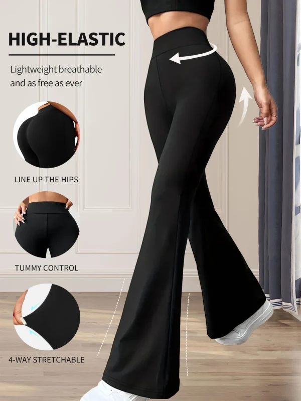 Pantaloni svasati attillati a vita alta primaverili ed estivi da donna, pantaloni neri lunghi a gamba sottile, pantaloni sottili a gamba larga per donne slim 1