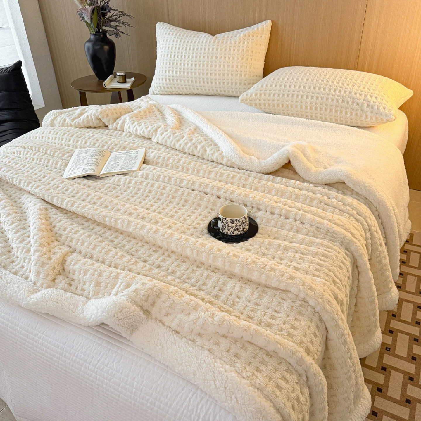 Autunno Inverno Spessore Caldo Coperta In Pile Doppio Strato di Lana D'agnello Artificiale Coperte per Divano o Letto Queen Doppio Piumino 2