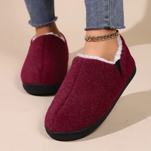 Bebealy Pantofole invernali da donna Pantofole da donna antiscivolo Moda Casual Pantofole soffici calde Scarpe da donna piatte in peluche in pelliccia da esterno 1