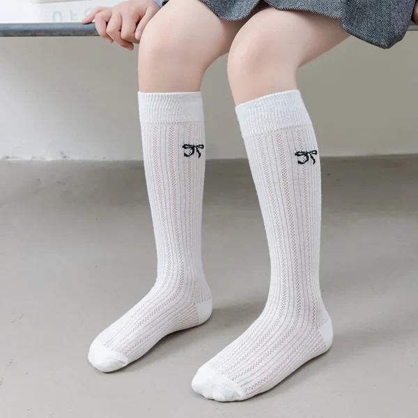 1 paio di calze per bambini stile coreano primavera estate calze traspiranti in rete bowknot ragazze studentesse scolastiche vestiti per l'equipaggio alla caviglia Kawaii 2