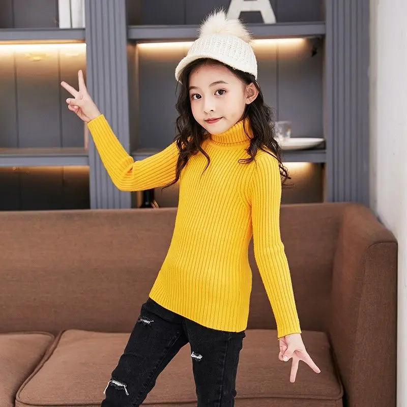 Moda neonate inverno dolcevita maglioni lavorati a maglia vestiti 2023 autunno bambini ragazzi pullover maglieria per bambini versatile 6