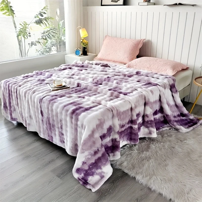 Calda coperta invernale Soffici coperte morbide e getta Letto in pile Peluche Carino Dormire Flanella Tie-Dye Coperta autunnale Mantas De Cama 4