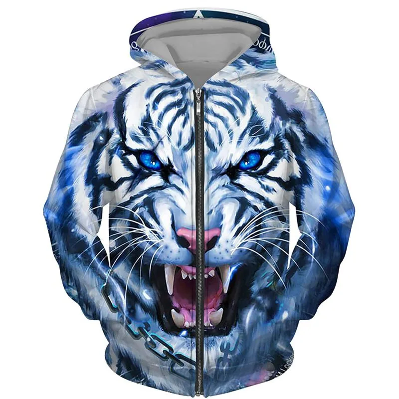 Felpe con cerniera primaverili e autunnali Felpe con cappuccio con cerniera con stampa 3D The Lion da uomo Felpe Abbigliamento casual da uomo Cappotti da donna 6