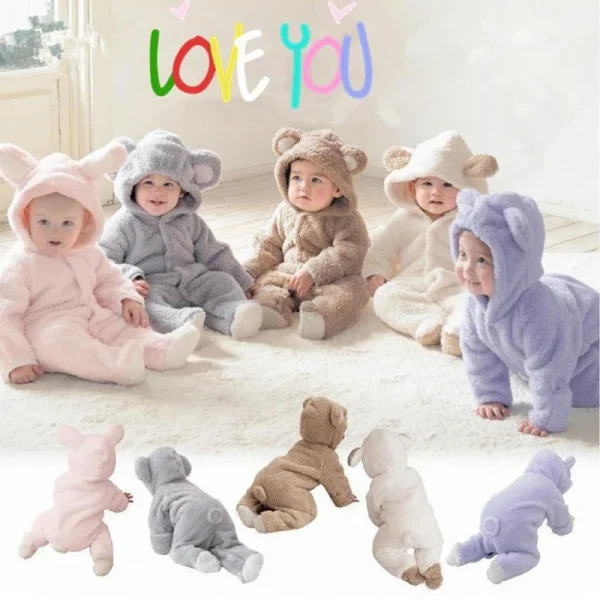 0-12M pagliaccetti neonato autunno inverno caldo pile neonati maschi ragazza Costume neonate abbigliamento animale tute bambino 2