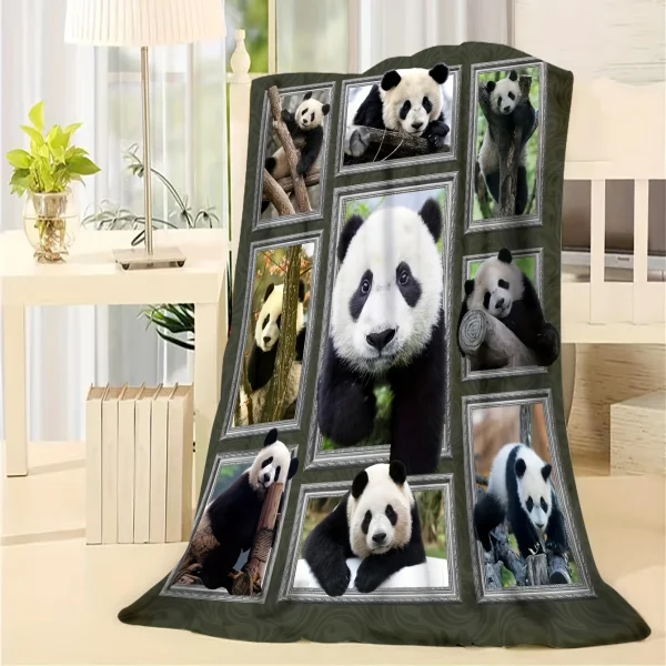 Coperta in peluche modello panda Confortevole stile moderno universale quattro stagioni adatta per divano letto Coperta decorativa da viaggio 2