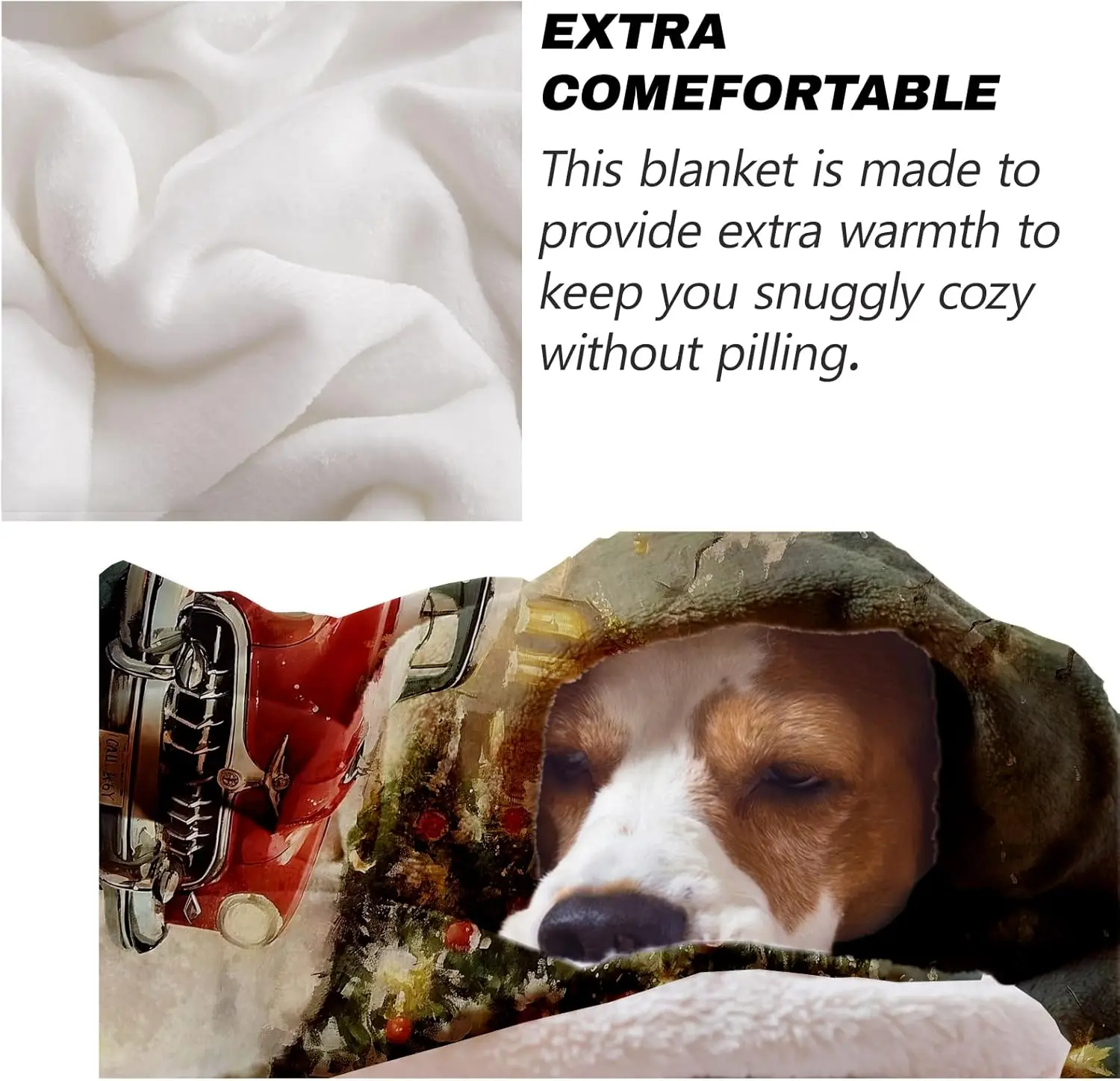 Coperta per auto natalizia vintage 50"x60", coperte in peluche per auto rosse, ideale per la decorazione domestica, divano, letto, viaggi, per adulti e bambini 6