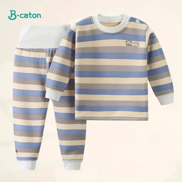 Addensare caldo peluche bambini set vestiti per bambini ragazzo ragazza biancheria intima abiti autunno inverno bambini vestiti top pantaloni a vita alta 5