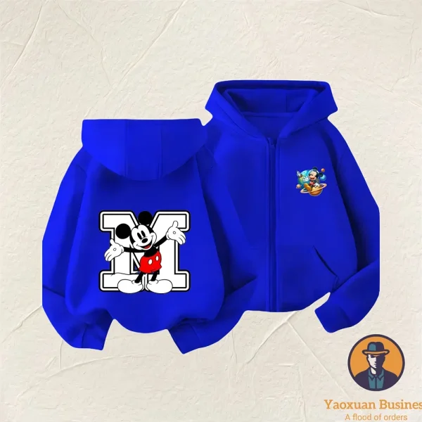Felpe con cappuccio stampate Disney Topolino, felpe alla moda Disney, felpe con cerniera casual da uomo e da donna, felpe 3