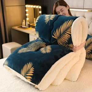 Trapunta in lana d'agnello addensata, coperta in lana trapuntata su due lati, coperta invernale in lana calda, trapunta singola doppia grande e spessa 1