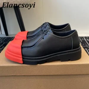 Mocassini pigri unisex in vera pelle Primavera Autunno Colore misto Suola piatta spessa Scarpe da passeggio per il tempo libero Scarpe oxford stile britannico 1