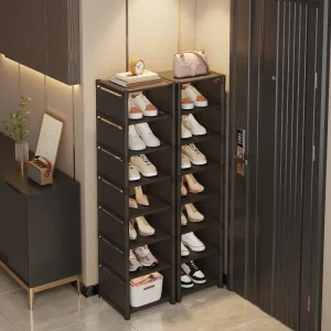 Organizzatore di scarpe a più strati Organizzatore di scarpiera Scaffale salvaspazio per mensola impilabile ad angolo da parete Armadietto salvaspazio regolabile 1