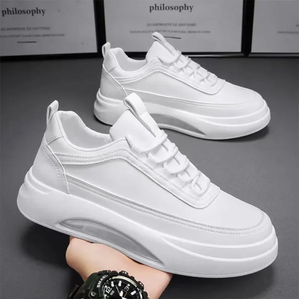 Scarpe da ginnastica casual da uomo con plateau Scarpe sportive da uomo bianche di alta qualità Scarpe in pelle Pu per uomo Scarpe da tennis da tavolo con cuscino d'aria 2