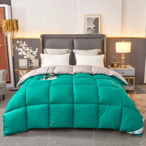 Soffice piumino trapuntato Piumino d'oca verde e grigio Piumino leggero caldo inverno/autunno/primavera Coperta spessa completa Codice trapunta 2
