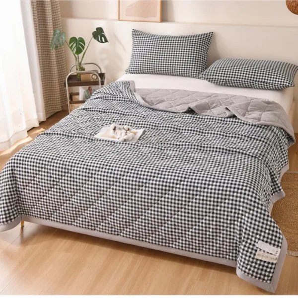 Trapunta estiva Trapunta estiva fresca Trapunta per condizionatore d'aria Trapunte scozzesi delicate sulla pelle Coperta doppia morbida e confortevole traspirante 5