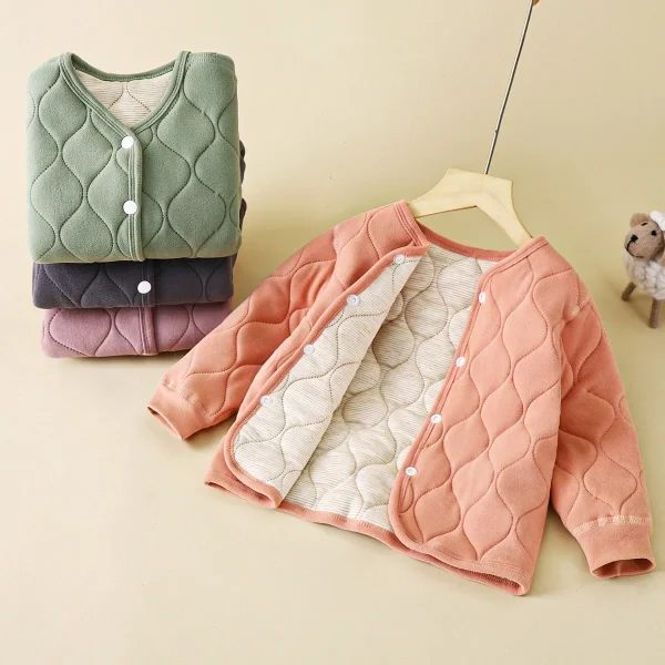 Per bambini caldo autunno inverno nuovi ragazzi giacca trapuntata a tre strati per ragazze addensata vestiti di cotone abbigliamento per bambini 1