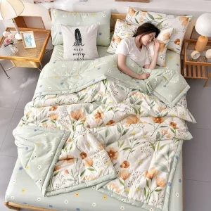 Semplice e moderno Aria condizionata Coperta sottile Trapunta estiva Coperta scozzese soffice in cotone sul letto Comodo piumino 1