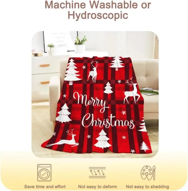 1PC Decorazione natalizia Coperta da tiro Plaid rosso Coperte natalizie Coperta natalizia per divano Divano letto Morbido accogliente Leggero Fuzzy 4