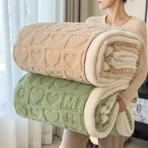 Calda coperta invernale di grado A cuore peluche taffettà in pile morbido e spesso coperte da letto per divano singolo doppio coppia copriletto peloso 1