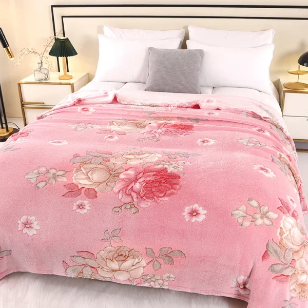 Bonenjoy 1pc Coperta Copriletto stile floreale Coperta in pile Plaid Scialle da viaggio Divano Pisolino Coperte Lenzuolo per la casa manta 3